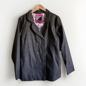 Volcom Women’s Large Brown And Pink Double Breasted Jacket Coat Lined